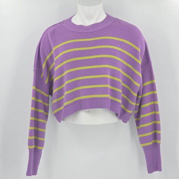Free People Easy Street Sweater Womens Size Large Stripes Slouchy Fall Winter - Picture 2 of 8
